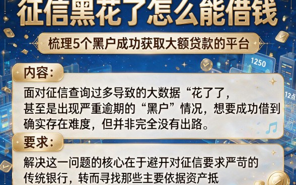 征信黑花了怎么能借钱,梳理5个黑户成功获取大额贷款的平台