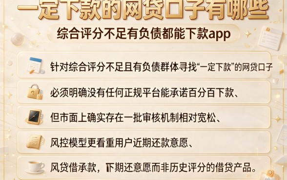 一定下款的网贷口子有哪些,胪列五个综合评分不足有负债都能下款app