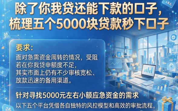 除了你我贷还能下款的口子，梳理五个5000块贷款秒下口子