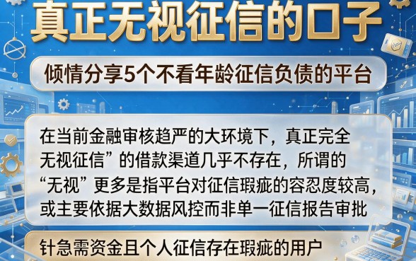 真正无视征信的口子,倾情分享5个不看年龄征信负债的平台