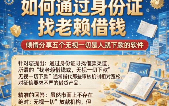 如何通过身份证找老赖借钱,倾情分享五个无视一切是人就下款的软件