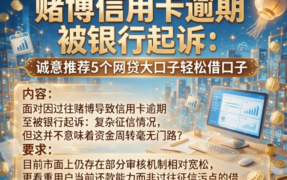 赌博信用卡逾期被银行起诉,诚意推荐5个网贷大口子轻松借口子