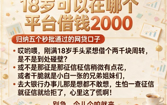 18岁可以在哪个平台借钱2000,归纳五个秒批通过的网贷口子
