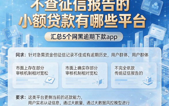 不查征信报告的小额贷款有哪些平台,汇总5个网黑逾期下款app