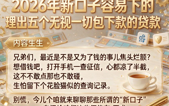 2026年新口子容易下的,理出五个无视一切包下款的贷款