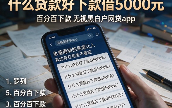 什么贷款好下款借5000元,罗列5个百分百下款无视黑白户网贷app