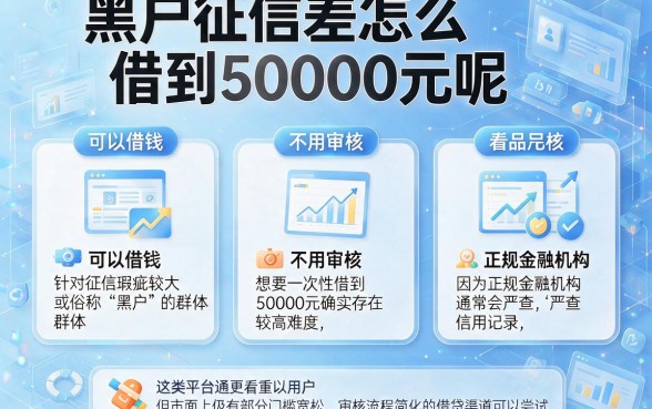 黑户征信差怎么借到50000元呢,理出5个可以借钱不用审核的平台