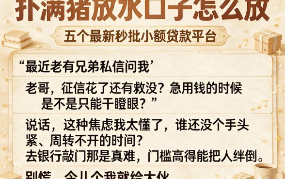 扑满猪放水口子怎么放,详尽说明五个最新秒批小额贷款平台
