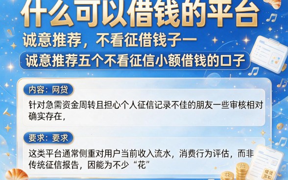 什么可以借钱的平台,诚意推荐五个不看征信小额借钱的口子