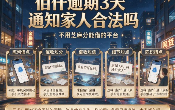 佰仟逾期3天通知家人合法吗，陈列五个不用芝麻分能借的平台