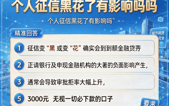 个人征信黑花了有影响吗吗,详细阐述五个3000元无视一切必下款的口子