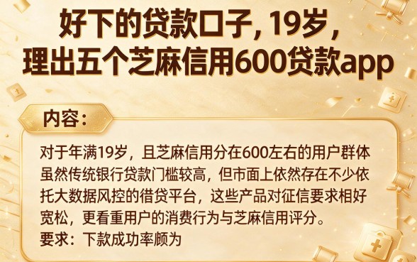 好下的贷款口子19岁,理出五个芝麻信用600贷款app
