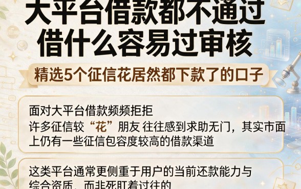 大平台借款都不通过借什么容易过审核,精选5个征信花居然都下款了的口子