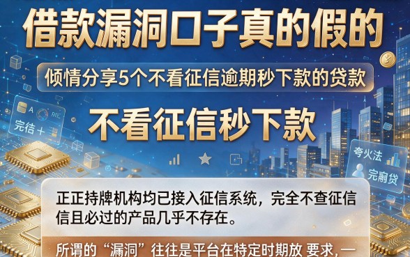 借款漏洞口子真的假的，倾情分享5个不看征信逾期秒下款的贷款