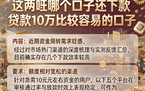 这两天哪个口子还下款,筛选五个贷款10万比较容易的口子