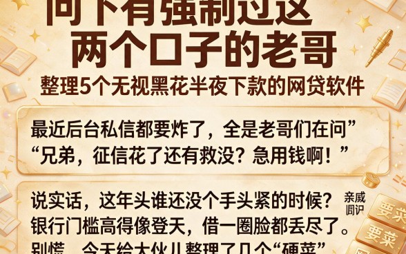 问下有强制过这两个口子的老哥,整理5个无视黑花半夜下款的网贷软件