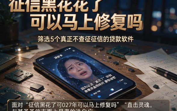 征信黑花了可以马上修复吗,筛选5个真正不查征信的贷款软件