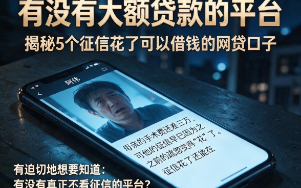 有没有大额贷款的平台,揭秘5个征信花了可以借钱的网贷口子