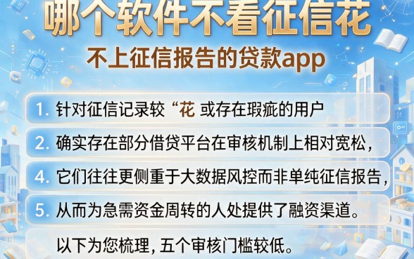 哪个软件不看征信花，条列5个不上征信报告的贷款app