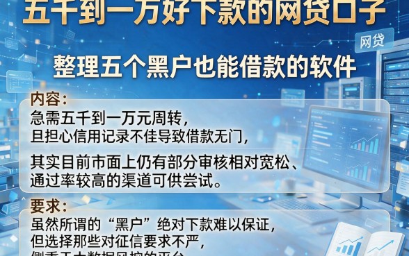 五千到一万好下款的网贷口子，整理五个黑户也能借款的软件