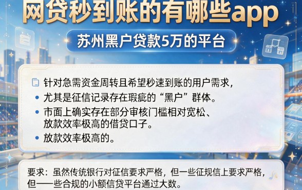 网贷秒到账的有哪些app,筛选五个苏州黑户贷款5万的平台