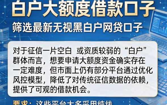 白户大额度借款口子,筛选五个最新无视黑白户网贷口子