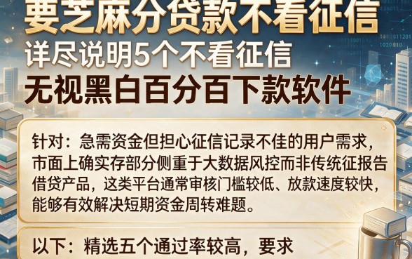 要芝麻分贷款不看征信,详尽说明5个不看征信无视黑白百分百下款软件