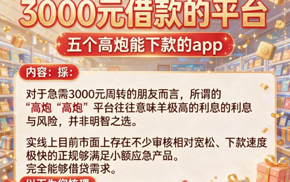 3000元借款的平台，概括五个高炮能下款的app