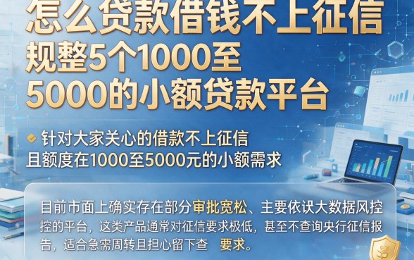 怎么贷款借钱不上征信，规整5个1000至5000的小额贷款平台