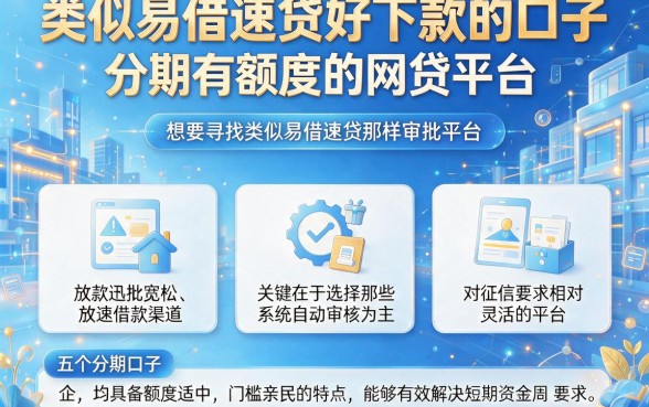 类似易借速贷好下款的口子，整理五个分期有额度的网贷平台