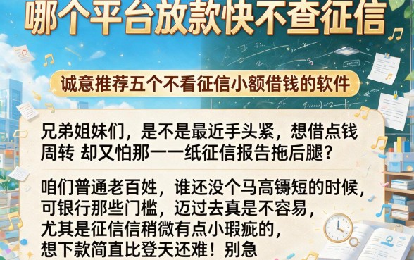 哪个平台放款快不查征信，诚意推荐五个不看征信小额借钱的软件