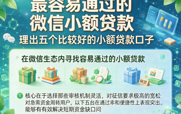 最容易通过的微信小额贷款,理出五个比较好的小额贷款口子