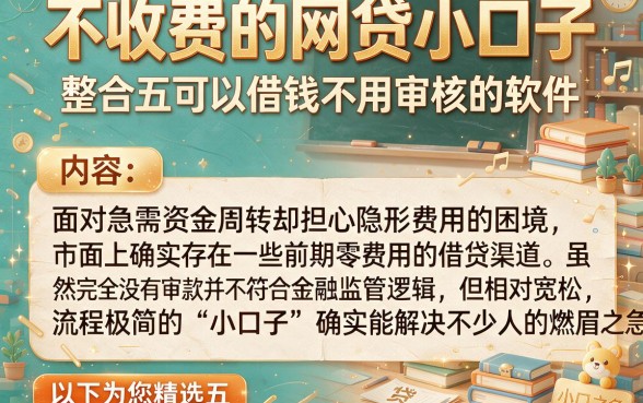 不收费的网贷小口子，整合五个可以借钱不用审核的软件