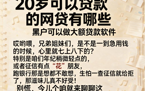20岁可以贷款的网贷有哪些,归纳五个黑户可以做大额贷款软件