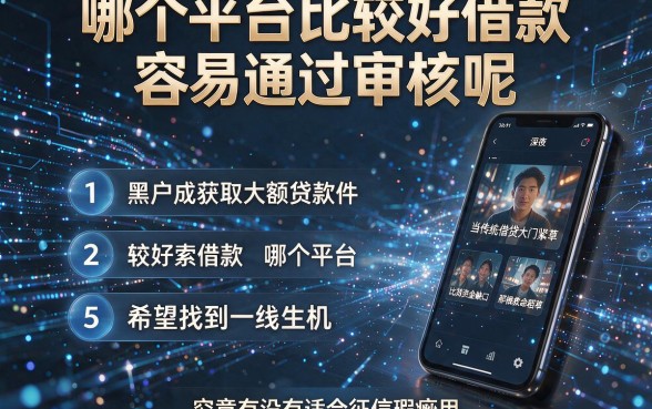 哪个平台比较好借款容易通过审核呢,条列5个黑户成功获取大额贷款的软件