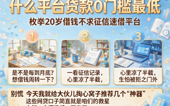 什么平台贷款0门槛最低,枚举五个20岁借钱不求征信速借平台