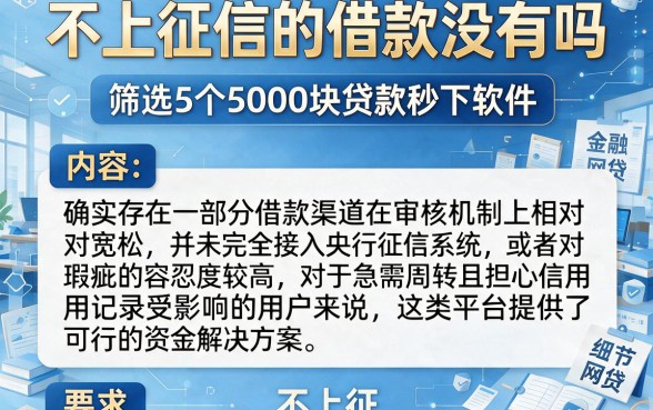 不上征信的借款没有吗,筛选5个5000块贷款秒下软件