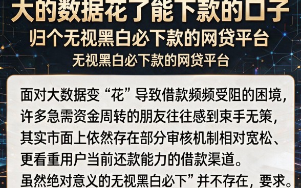 大的数据花了能下款的口子，归纳五个无视黑白必下款的网贷平台