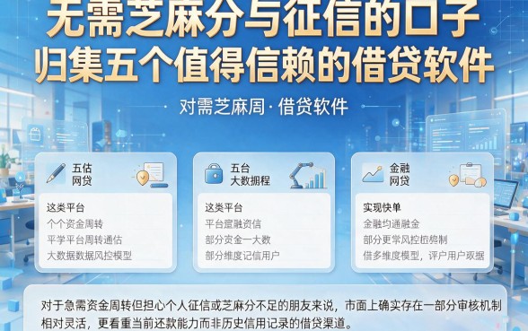 无需芝麻分与征信的口子，归集五个值得信赖的借贷软件