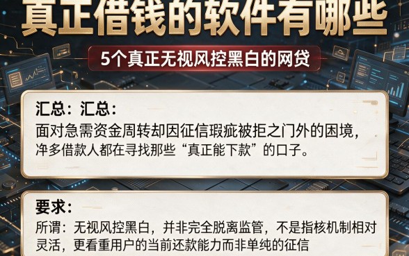 真正借钱的软件有哪些，汇总5个真正无视风控黑白的网贷