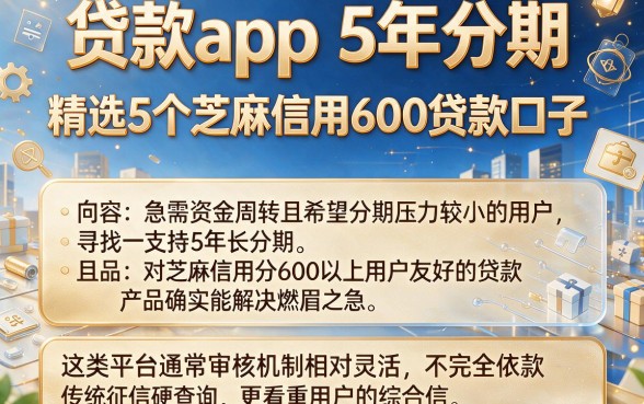 贷款app 5年分期,精选5个芝麻信用600贷款口子