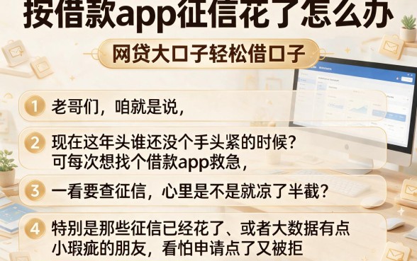 按借款app征信花了怎么办，条列五个网贷大口子轻松借口子