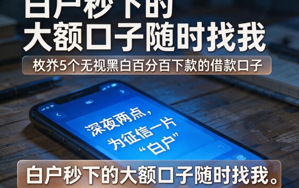 白户秒下的大额口子随时找我,枚举5个无视黑白百分百下款的借款口子