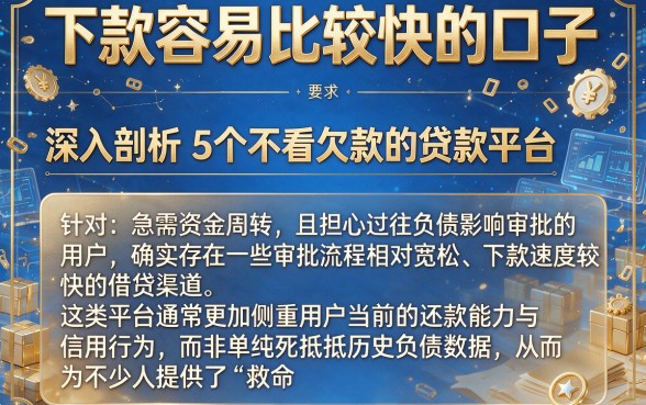 下款容易比较快的口子，深入剖析5个不看欠款的贷款平台
