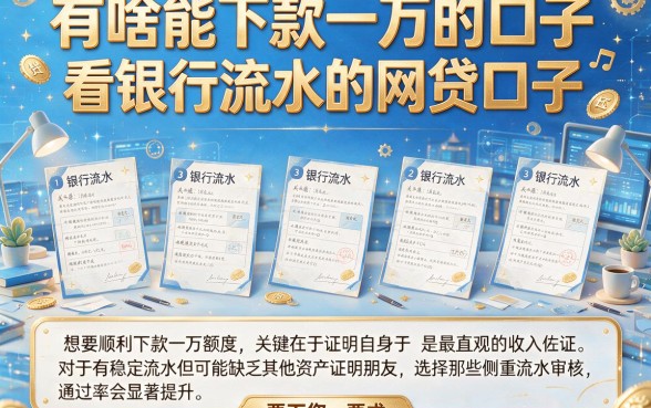 有啥能下款一万的口子，罗列五个看银行流水的网贷口子