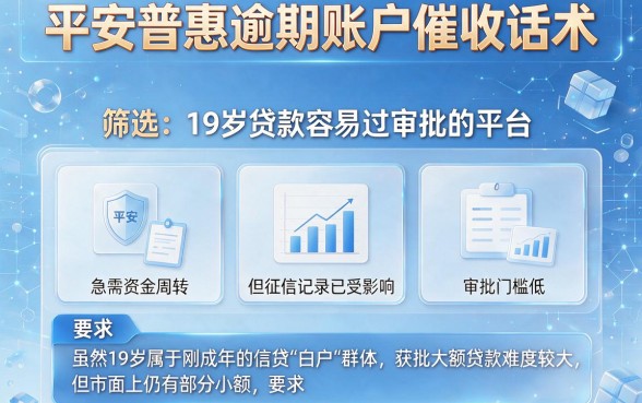 平安普惠逾期账户催收话术,筛选五个19岁贷款容易过审批的平台