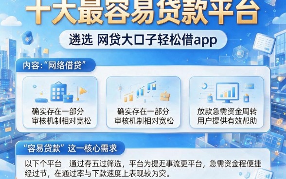 十大最容易贷款平台,遴选五个网贷大口子轻松借app