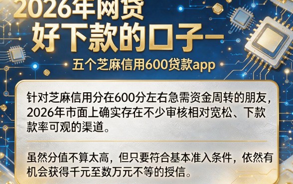 2026年网贷好下款的口子,概览五个芝麻信用600贷款app