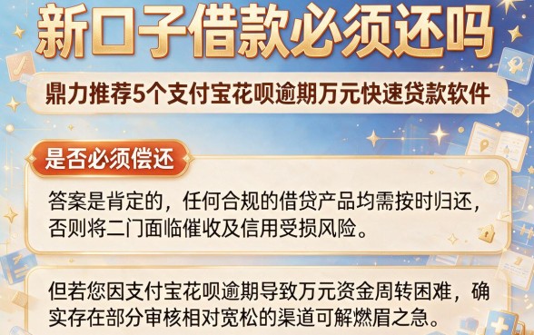 新口子借款必须还吗,鼎力推荐5个支付宝花呗逾期万元快速贷款软件