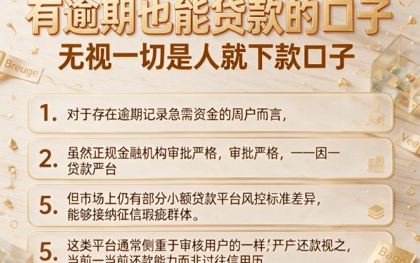 有逾期也能贷款的口子，条列5个无视一切是人就下款口子